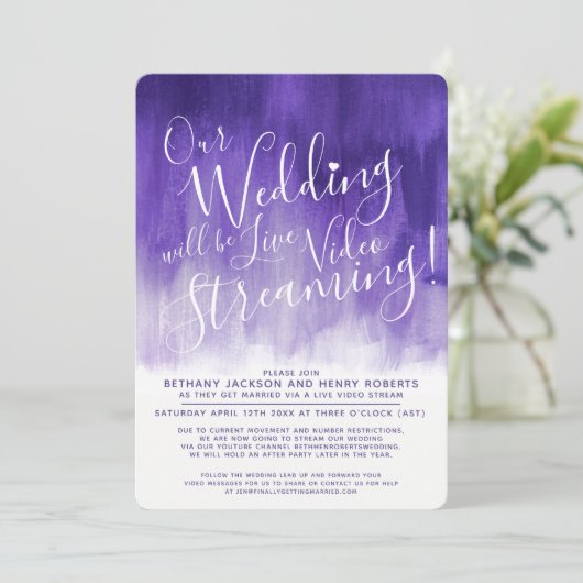 Invitation Mariage en streaming violet ultra violet (Debout devant)