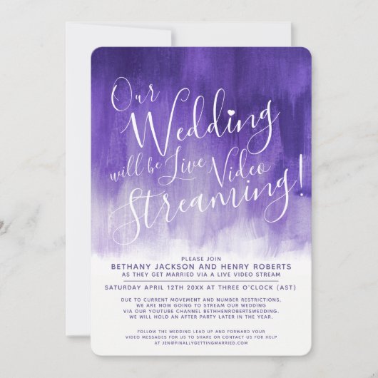 Invitation Mariage en streaming violet ultra violet (Devant)