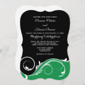 Invitation Mariage en support noir vert pour la boucle (Devant / Derrière)