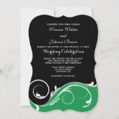 Invitation Mariage en support noir vert pour la boucle (Devant)