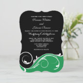 Invitation Mariage en support noir vert pour la boucle (Debout devant)