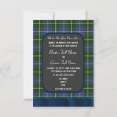 Invitation mariage en tartan bleu et vert (Devant)