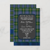Invitation mariage en tartan bleu et vert (Devant / Derrière)