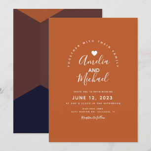 Invitation Mariage en Terracotta au Chocolat Noir Moderne