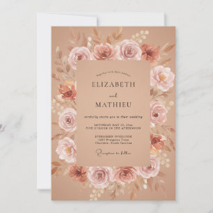 Invitation Mariage en Terracotta Pivoine Champagne