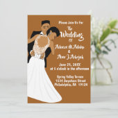 Invitation Mariage en terre cuite afro-américaine mariée et m (Debout devant)
