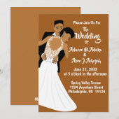 Invitation Mariage en terre cuite afro-américaine mariée et m (Devant / Derrière)