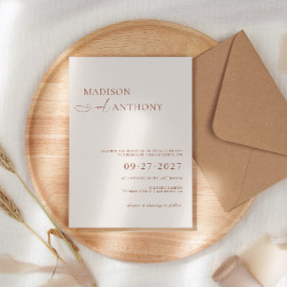 Invitation Mariage en terre cuite Boho moderne et minimaliste