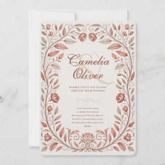 Invitation Mariage en terre cuite botanique victorienne