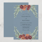 Invitation Mariage en terre cuite d'acier feuillu (Devant / Derrière)