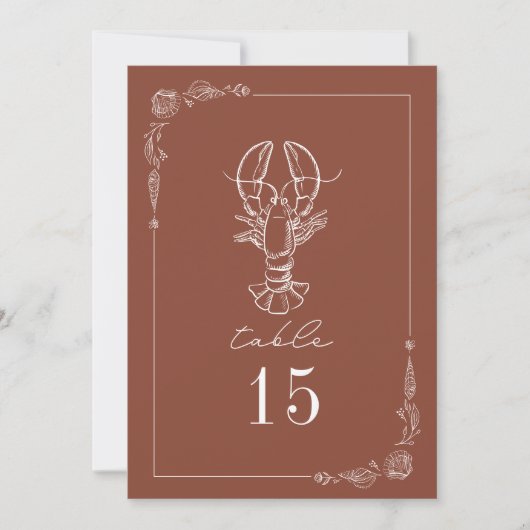 Invitation Mariage en terre cuite de homard rustique Numéro d (Devant)