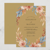 Invitation Mariage en terre cuite dorée peinte (Devant / Derrière)