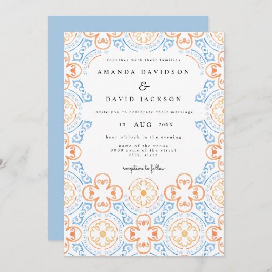 Invitation Mariage en terre cuite du Boho Desert Morroccan (Devant / Derrière)