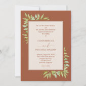 Invitation Mariage en terre cuite du feuillage botanique (Devant)