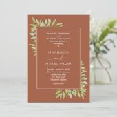 Invitation Mariage en terre cuite du feuillage botanique (Debout devant)