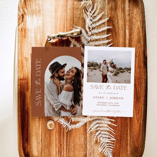 Invitation Mariage en terre cuite Enregistrer la date, Boho E