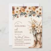 Invitation Mariage en terre cuite florale Boots de l'Ouest (Devant)