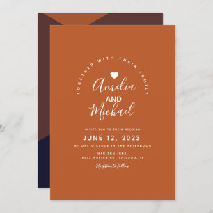Invitation Mariage en terre cuite foncée moderne