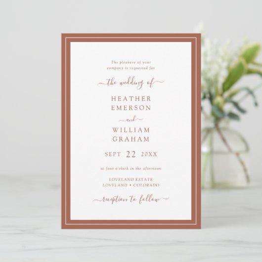 Invitation Mariage en terre cuite moderne (Debout devant)