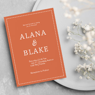 Invitation Mariage en terre cuite moderne et simple