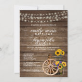 Invitation Mariage en tonneau rustique en bois avec tournesol (Devant)