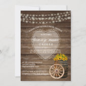 Invitation Mariage en tonneau rustique en bois avec tournesol (Devant)
