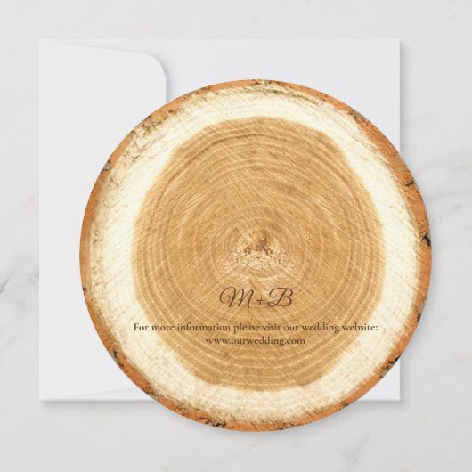 Invitation Mariage en tranches de bois rustique Enregistrer l (Dos)