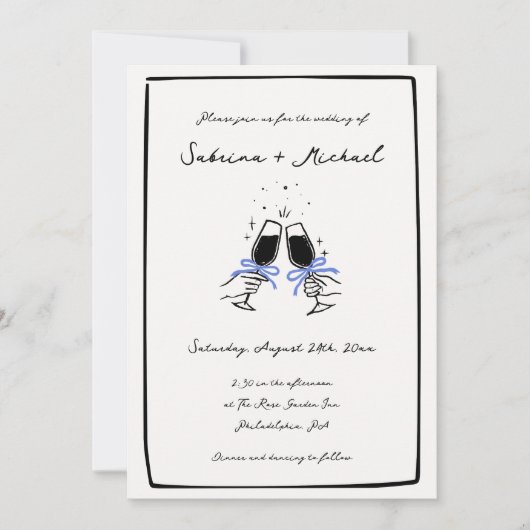 Invitation Mariage en verre à main blanche et noir lunaire (Devant)