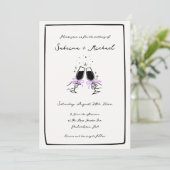 Invitation Mariage en verre à main blanche et noir lunaire (Debout devant)