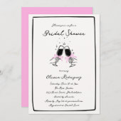 Invitation Mariage en verre Bow Tissu rose blanc (Devant / Derrière)