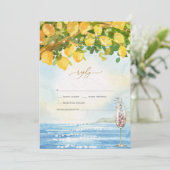 Invitation Mariage en verre de champagne Citrons Ocean RSVP (Debout devant)