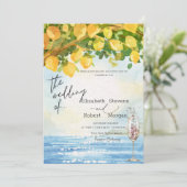 Invitation Mariage en verre de champagne de mer citron (Debout devant)