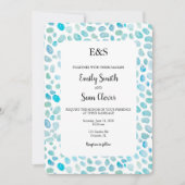 Invitation Mariage en verre de mer Monogramme Bleu Stripe Inv (Devant)