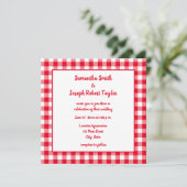 Invitation Mariage En vichy plaid rouge et blanc (Debout devant)