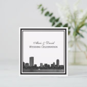 Invitation Mariage encadré de Boston Skyline (Debout devant)