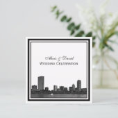 Invitation Mariage encadré L de Boston Skyline Etted (Debout devant)