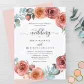 Invitation Mariage encerclé de la menthe florale Ethereal Blu