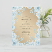 Invitation Mariage Enchanté à l'Aquarelle Bleu Clair (Debout devant)