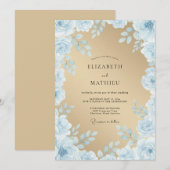 Invitation Mariage Enchanté à l'Aquarelle Bleu Clair (Devant / Derrière)