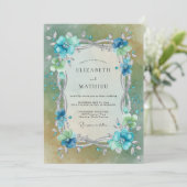 Invitation Mariage Enchanté Aqua Éthéré (Debout devant)