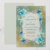 Invitation Mariage Enchanté Aqua Éthéré (Devant / Derrière)