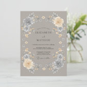 Invitation Mariage Enchanté aux Fleurs Grises (Debout devant)
