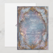 Invitation Mariage Enchanté Céleste Pailleté Or (Devant / Derrière)