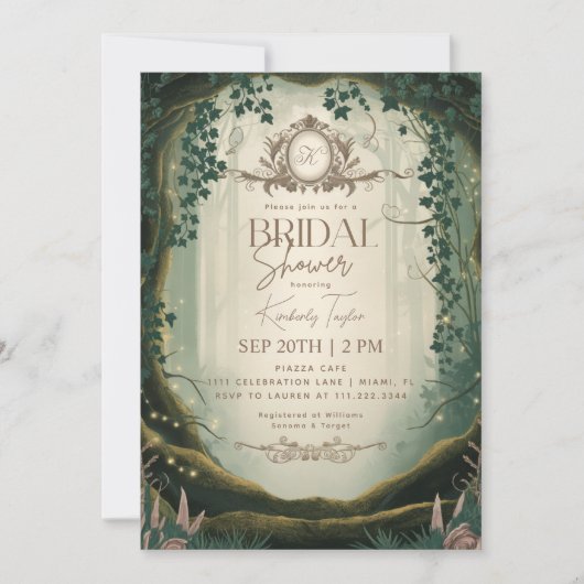 Invitation Mariage enchanté de conte de fées en forêt (Devant)