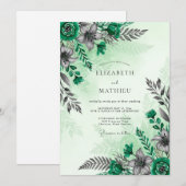Invitation Mariage Enchanté de la Forêt de Verdure Émeraude (Devant / Derrière)
