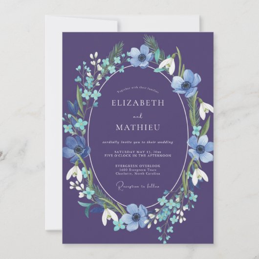 Invitation Mariage Enchanté de l'Hiver Violet (Devant)