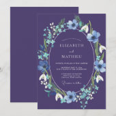 Invitation Mariage Enchanté de l'Hiver Violet (Devant / Derrière)