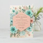 Invitation Mariage Enchanté de Teal Botanique (Debout devant)