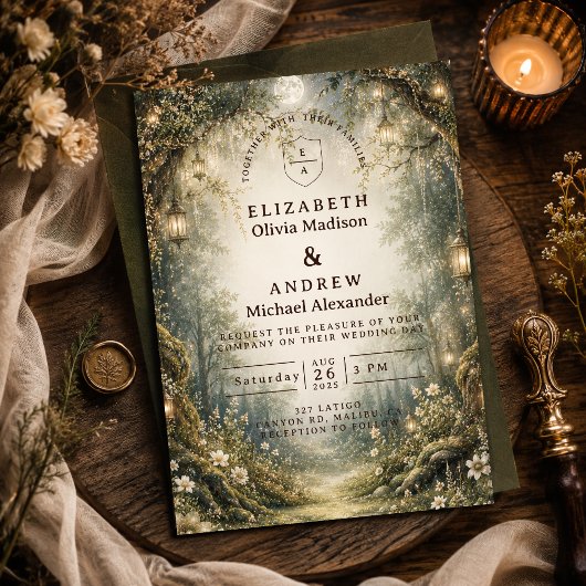Invitation mariage enchante en forêt