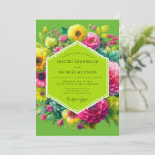 Invitation Mariage Enchanté Floral Vert Citron (Debout devant)